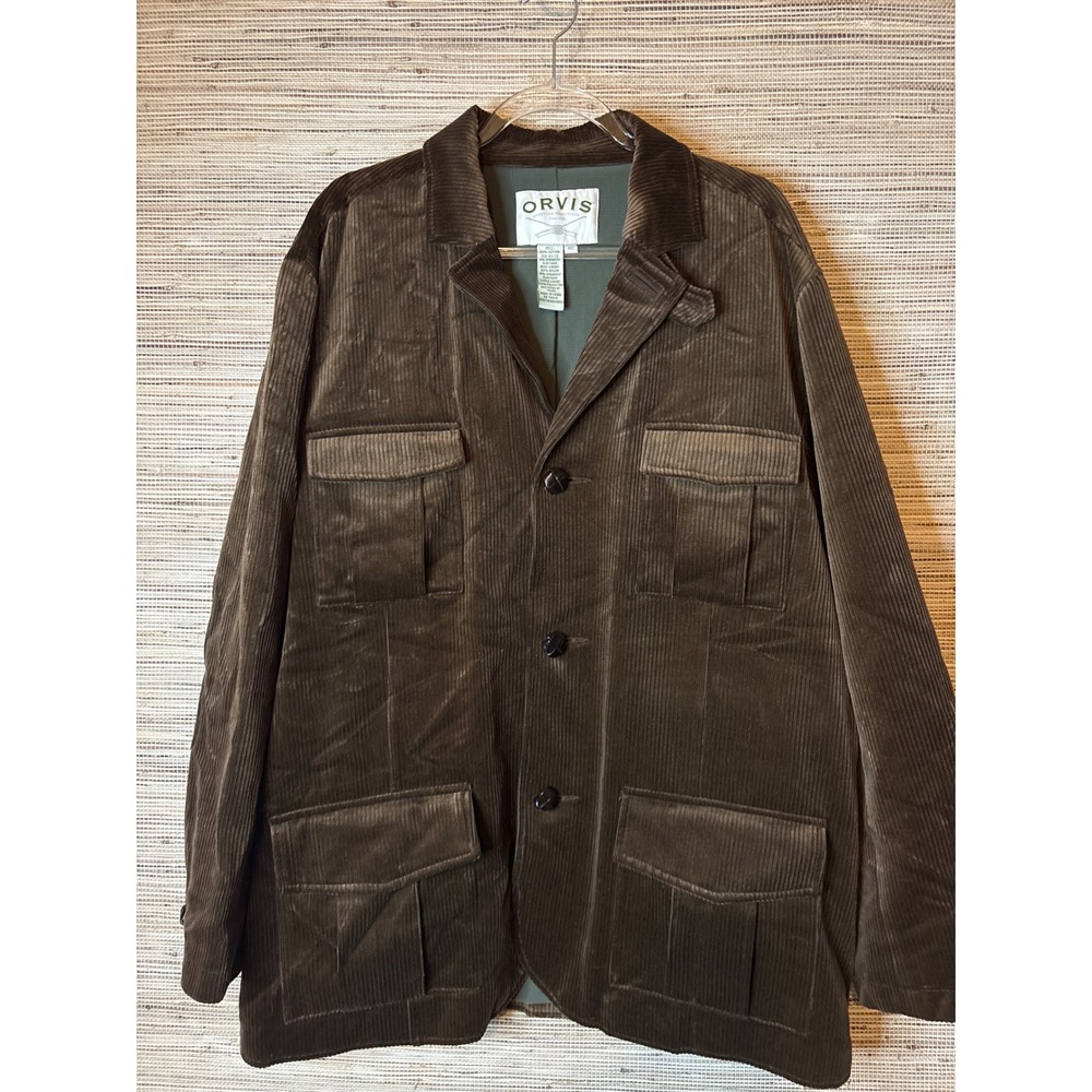 Orvis Mens Brown Corduroy Field Jacket Elbow Patches OR1G42 XL